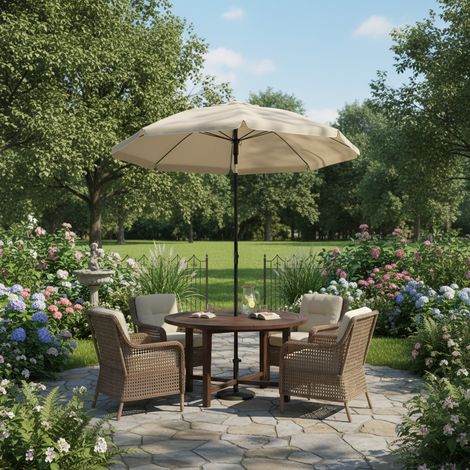 Songmics – Parasol inclinable 180 cm – Protection UPF 50+ – Hauteur ajustable 157-208 cm – Tissu polyester haute densité – Sac de transport inclus