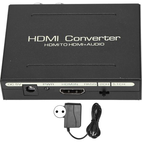 Extracteur Audio HDMI vers HDMI avec Sortie Optique SPDIF et RCA L/R, Adaptateur 100‑240V EU (1/5)