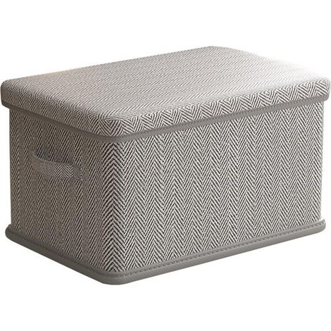 Contenitore in tessuto con coperchio pieghevole e scomparti, salvaspazio per vestiti, libri, armadio, camera da letto, casa (Grigio B, 45 x 35 x 25 cm)
