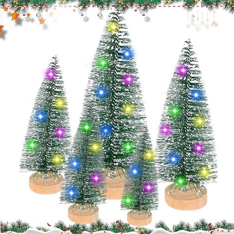 Mini Sapin De Noël, 5 Pièces Arbre De Noël Artificiel, Vert Mini Sapin, Sapin Déco Petit, Sapin De Noël Mini, LED Arbre De Pin Artificiel Bois Effet Neige Noël Fête Bricolage for Décoration De Table (1/5)