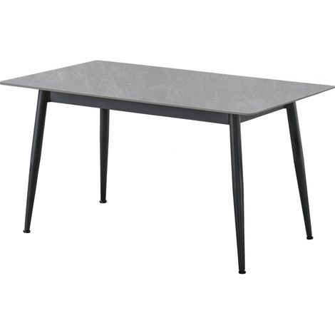 Table à manger rectangulaire coloris effet marbre gris et pieds en métal Noir - Longueur 140 x Largeur 80 x Hauteur 75 cm (1/5)