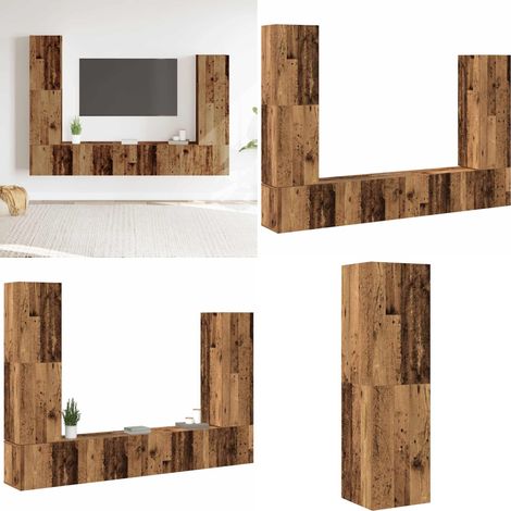 vidaXL Ensemble de meuble TV mural 4 pcs vieux bois bois d'ingénierie (1/5)