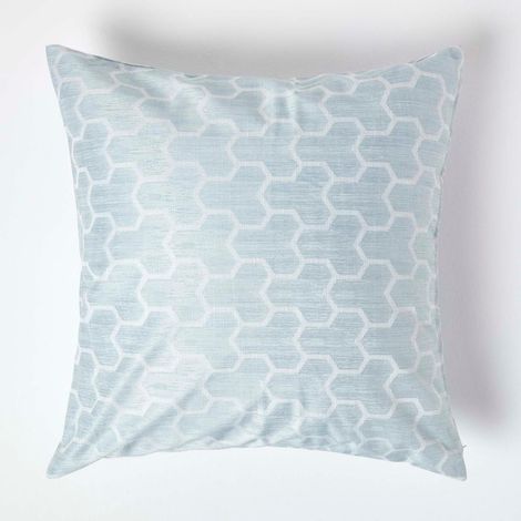 HOMESCAPES Geometric Blue Jacquard Cushion Cover, 60 x 60 cm
