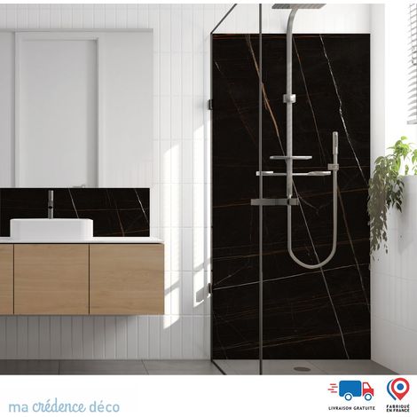 Panneau de douche : Marbre noir Verone - Alu composite - 90 - 245 (1/4)