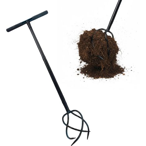 Gartenrechen mit stiel - 4 spiralzinken