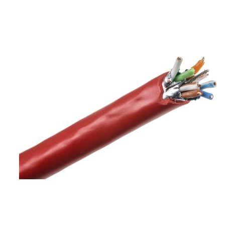 Câble Ethernet catégorie 6 U/FTP CAE Multimedia Connect, Rouge, 100m PVC Sans terminaison, IEC 60332-1 ( Prix pour Bobine de 100 Mètres )