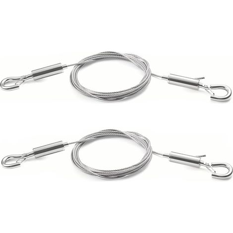 2 Pieces Stainless Steel Wall Hook with 2m Cable, Adjustable Iron Wire for Hanging Frames, Picture and Curtain Rails, Strong and Durable Bracket for Home Decoration (1/5)