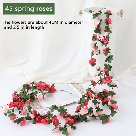Guirlande Fausse Rose - Guirlande Vigne Artificielle en Plastique et Soie - Décoration Murale Intérieure Extérieure pour Mariage Fête Saint Valentin Noël - 2 m (1/5)