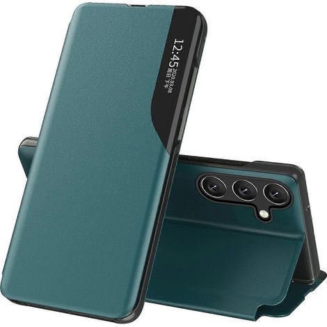 Für Samsung Galaxy A54 5g Magnetische Auto-Close Handyhülle mit Sichtfenster, kratzfester Klapp-Lederhülle mit Ständer (Grün) (1/5)