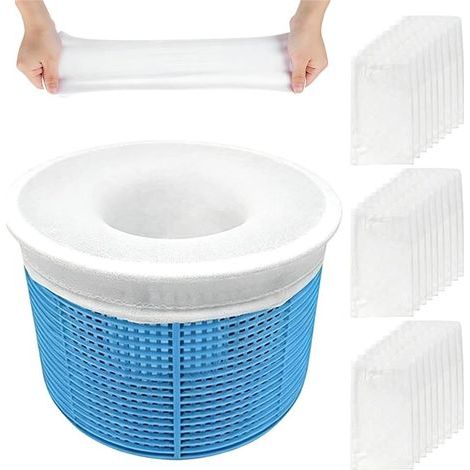 30 pièces chaussettes skimmer piscine, préfiltre nylon élastique réutilisable pour filtration efficace des débris, feuilles et cheve (1/5)