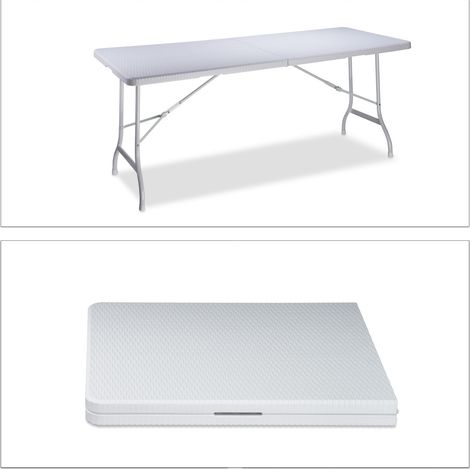 Tavolo da giardino pieghevole e trasportabile per 8 persone 178 x 74 x 72 cm in plastica nera 130005245