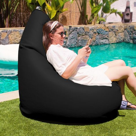 Pouf Poire Relax Similicuir pour Extérieur ou Intérieur Noir Enfant Noir