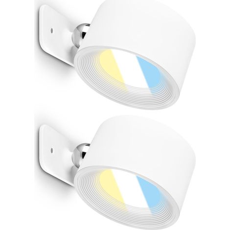 Briloner TARI 2er Set Akku LED Wandleuchte, Magnetisch, CCT, Touch, Dimmbar, USB-C Aufladung, Weiß, 9x7,5x4 cm