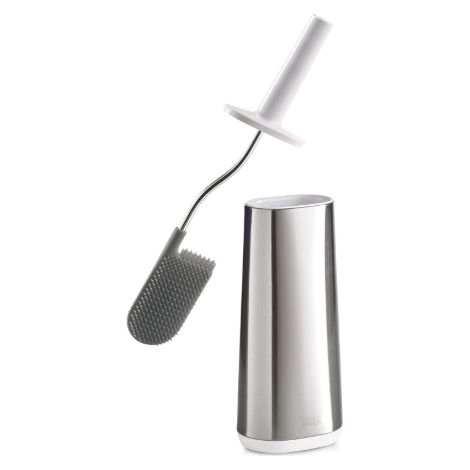 Spazzola de bagno de acciaio inox Joseph Joseph Flex de design igienico e flessibile de testa della spazzola a D per una pulizia efficace e una conservazione ordinata colore grigio chiaro