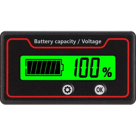 Indicateur de batterie avec voyant lumineux, alarme et affichage LCD. Indicateur de capacité et de tension de batterie sécurisé pour véhicules électriques 12-84 V. Voyant vert.-AquaForge (1/5)