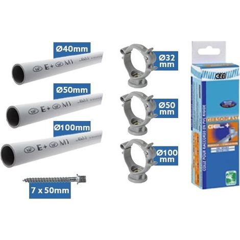 Pack évacuation - tubes et colliers PVC avec colle offerte