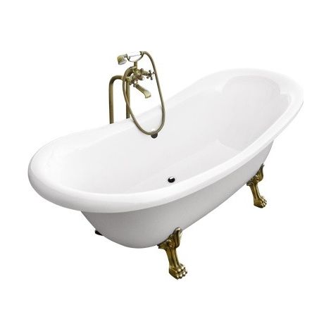 Azura Home Design – Baignoire îlot DANAKOS II 190x77 cm – Acrylique blanc renforcé – Capacité 200 L – Tablier inclus – Facile à installer (1/4)