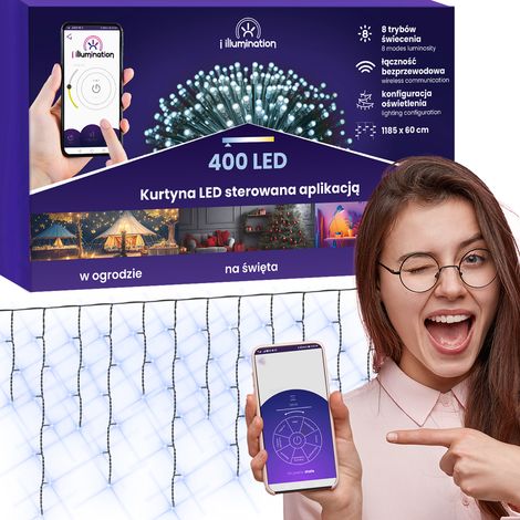 Tenda LED per tutte le stagioni controllata dall'APP, ghirlanda con decorazioni luminose 400