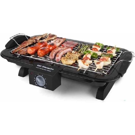 Barbecue elettrico da tavolo Orbegozo. Dimensioni griglia: 39x21,5 cm. Potenza 2200W.
