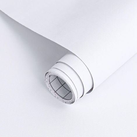 Blanc Mat Contact Papier Peel and Stick 30cmx254cm Papier Peint Blanc Solide Texturé Film Vinyle Décoratif Autocollant pour Armoires Rénovation Meubles Décoration Murale Recouvrement (1/5)