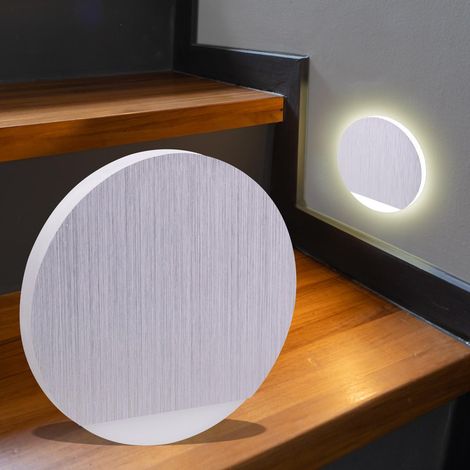 LED Treppenleuchte rund Alu-gebürstet - Lichtfarbe: Warmweiß 1,5W - Lichtaustritt: Orbis (1/5)