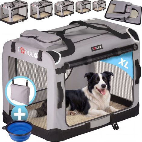 CADOCA® Hundetransportbox faltbar Katzentransportbox Transportbox Autobox Hundebox Box versch. Größen Farbwahl  XL - Grau