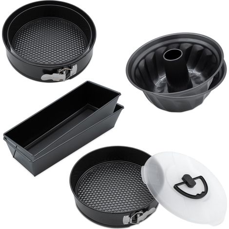 XXL Backset 7-teilig dunkelgrau PFOA-frei - 5 verschiedene Formen - Kuchen Backform Set mit Antihaft-Beschichtung