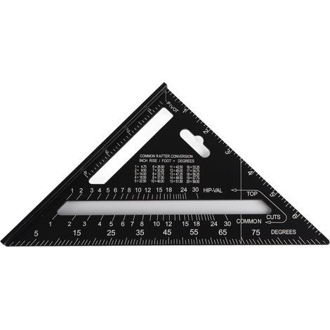 7-Zoll-Winkelmesser aus schwarz eloxierter Aluminiumlegierung für Dach- und Rahmenarbeiten, mit metrischer und imperialer Skala (1/5)