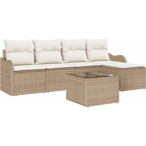 Maison Exclusive - Set Divano da Giardino con cuscino 6 pcs Marrone Poly Rattan