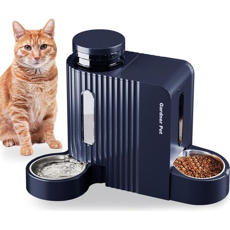 2-in-1 Automatic Cat Water Food Dispenser 3Lx2 Blue (1/5)