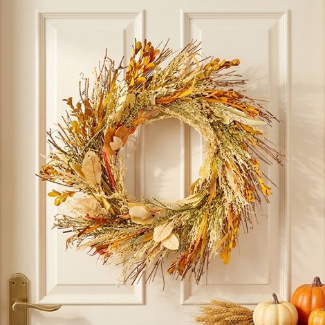 Dried Autumn Mixed Leaf Door Wreath (1/2)