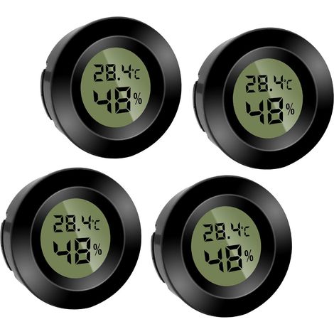 Mini hygromètre thermomètre numérique rond, appareil de mesure de température et d'humidité, hygromètre Celsius(℃) ou Fahrenheit(℉) pour intérieur bureau salon (4PCS) (1/5)