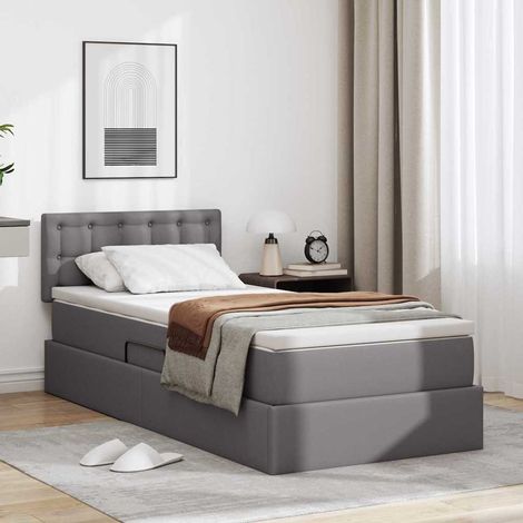 Cama con almacenamiento y colchón con colchón Gris 90 x 190 cm (1/5)