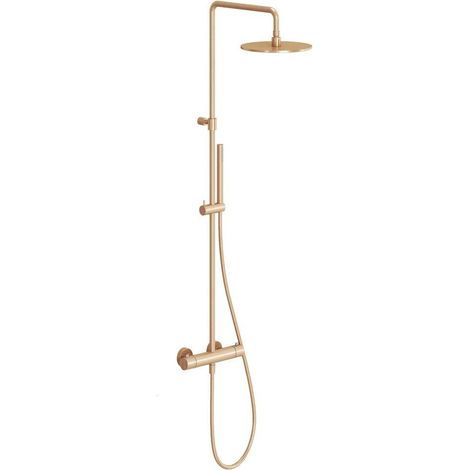 Ravak Espirit - Conjunto de ducha con termostato, diámetro 25 cm, oro rosa cepillado X070498 (1/2)