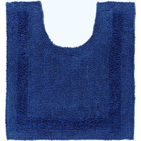 HOMESCAPES Luxury Reversible Cotton Pedestal Mat - Navy Blue