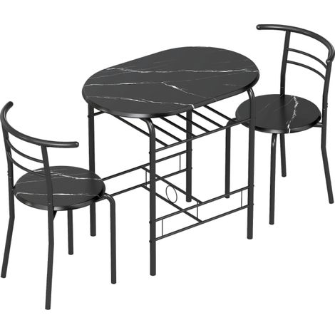 Petits espaces et repas à 2 : ensemble table repas avec 2 chaises, rangement sous table, style industriel (1/5)