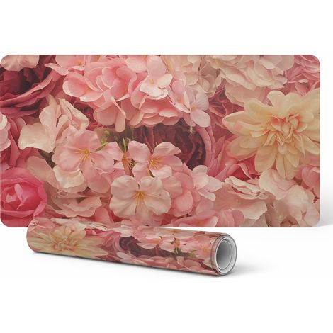 Alfombrilla protectora de vinilo para el lugar de trabajo, dise帽o floral, 120x60 cm.