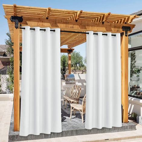 Lot de 2 Rideau Extérieur, Toile Imperméable avec Oeillet, Isolation Thermique pour Pergola (1/5)