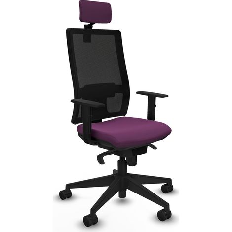 Horna sincro malla negra similpiel morado brazos 1D base piramidal cabecero 2D ruedas 65mm nailon (1/5)