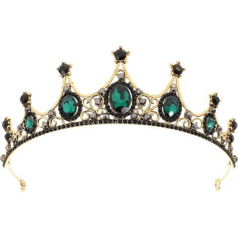 Barockes grünes Kristall-Diadem, Krone aus einer Legierung, Vintage-Haarschmuck, Accessoire für Hochzeiten und Verlobungen (1/3)