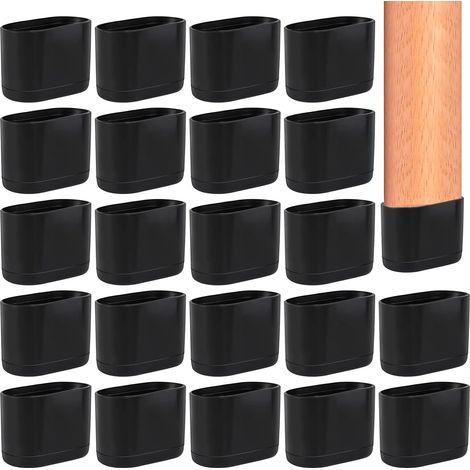 Schwarze Stuhlbeinkappen, 24 Stück Stuhlbeinschoner zum Schutz von Möbeln und Böden, Stuhlbeinkappen geeignet für Kunststofftischbeine (15×30mm)
