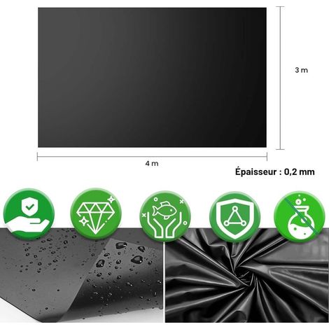 3x4m Bache Bassin, Bâche Bassin Extérieur 0.2mm Epaisseur, Liner Bassin Jardin pour Bassins D'agrément, Bassin a Poisson, Cascade (1/5)