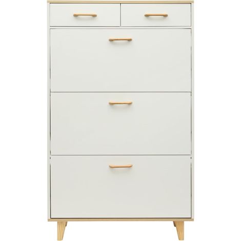 Armoire à chaussures autoportante avec 2 tiroirs, pour la maison, le vestiaire, le salon, 80 x 24 x 135 cm (1/5)