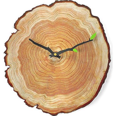 Horloge murale créative de 30 cm pour salon, montre à quartz silencieuse avec anneau en bois (1/3)