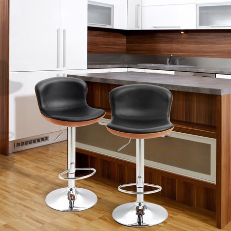 Stuhl Barhocker höhenverstellbar 2er Set Schwarz OKMYHOME (1/4)