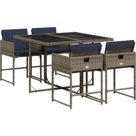 Maison Exclusive - Set da pranzo da giardino da 5 pz con Cuscini in Polyrattan Grigio