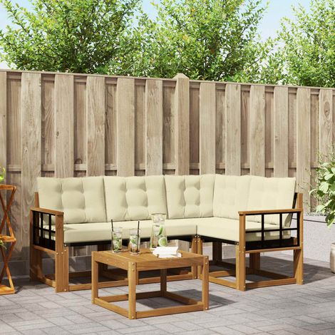 vidaXL Set di divani da esterno con cuscino 5 pcs Naturale e (1/5)