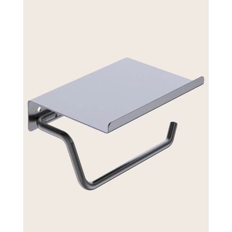 Portarotolo con mensola grigio metallico Minimal
