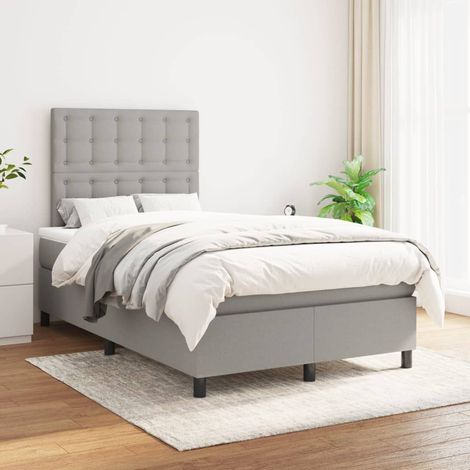 Sommier à lattes de lit avec matelas Gris clair 120x200cm Tissu (1/5)