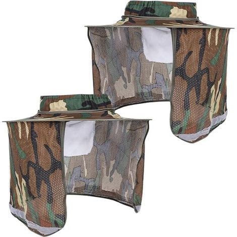 Juego de 2 protectores de cuello de camuflaje para protección solar y contra insectos con cremallera y tira reflectante，de malla transpirable (1/5)